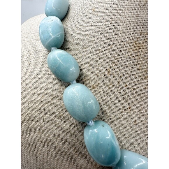 GSJ 925 Sterling Silver Amazonite Chunky Beaded Necklace 19” - Picture 3 of 9